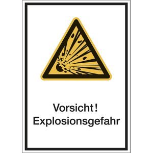 kaiserkraft Kombischilder mit Text für Warnkennzeichen, Vorsicht! Explosionsgefahr, VE 10 Stk, Kunststoff, LxH 210 x 297 mm