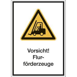 kaiserkraft Kombischilder mit Text für Warnkennzeichen, Vorsicht! Flurförderzeuge, VE 10 Stk, Kunststoff, LxH 210 x 297 mm