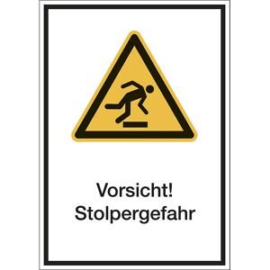 kaiserkraft Kombischilder mit Text für Warnkennzeichen, Vorsicht! Stolpergefahr, VE 10 Stk, Kunststoff, LxH 210 x 297 mm