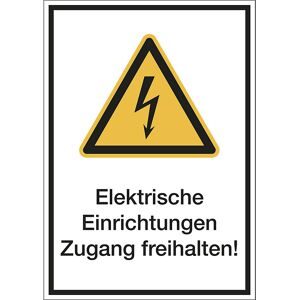 kaiserkraft Kombischilder mit Text für Warnkennzeichen, Elektr. Einrichtungen Zugang freihalten, VE 10 Stk, Kunststoff, LxH 210 x 297 mm