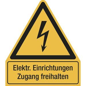 kaiserkraft Kombischilder mit Text für Warnkennzeichen, Elektr. Einrichtungen Zugang freihalten, dreieckig, VE 10 Stk, Kunststoff, LxH 210 x 240 mm