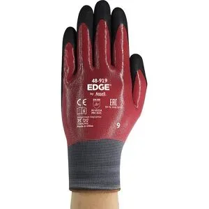 Arbeitshandschuh EDGE® 48-919, rot/schwarz, VE 12 Paar, Größe 10 Ansell