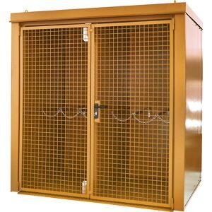 Gasflaschencontainer mit Trennwand, feuerbeständig, für 35 Flaschen mit Ø 230 mm, orange eurokraft pro