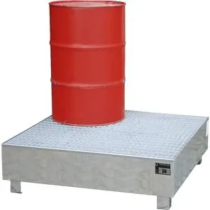 Stahl-Auffangwanne, LxBxH 1200 x 1200 x 415 mm, Auffangvolumen 401 l, mit Rost eurokraft pro
