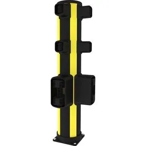 Fußgänger-Rammschutz-Eckpoller X-Protect, Höhe 1160 mm, 6 Anschlüsse, L-Form Axelent