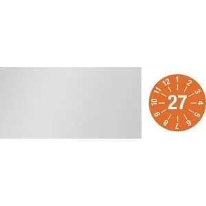 kaiserkraft Kabelprüfplakette, Jahresplakette, LxH 60 x 20 mm, 27, orange
