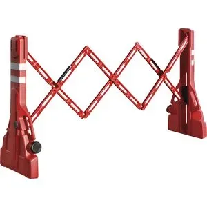 Scherengitter, PVC, ausziehbar, mit integriertem Lagersystem, rot auf weiß, Länge 2200 mm PROCITY