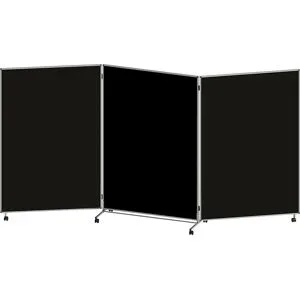 Präsentationswand, faltbar und mobil, HxBxT 1905 x 3640 x 500 mm, schwarz eurokraft basic