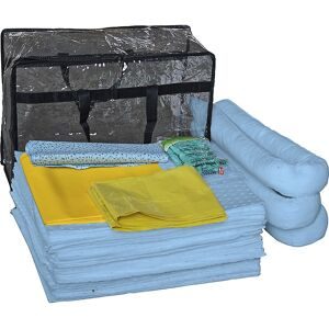 Leckage-Notfallset mit Einweg-Abdichtmatte, Tasche, Abdichtmatte, Vliese, Bindung 50 l, Ausführung Öl, blau eurokraft basic