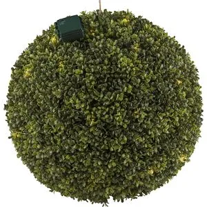 kaiserkraft Buchsbaumkugel, Batteriebox für 3 AA, 6h Timer, UV-beständig, Ø 450 mm, 45 LED