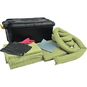 Leckage-Notfallset in Rollkoffer, Bindung 75 l, Ausführung Chemikalien, gelb eurokraft basic