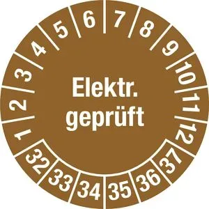 kaiserkraft Elektr. geprüft, Dokumentenfolie, Ø 25 mm, VE 10 Stk, 32 - 37, braun