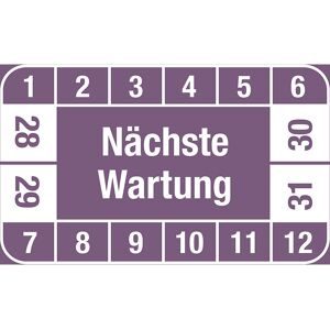 kaiserkraft Nächste Wartung, LxH 40 x 25 mm, VE 10 Stk, violett, 28 - 31
