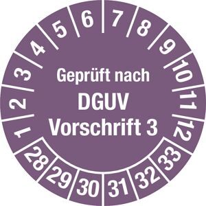 kaiserkraft Geprüft nach DGUV, Vorschrift 3, Dokumentenfolie, Ø 20 mm, 28 - 33, violett