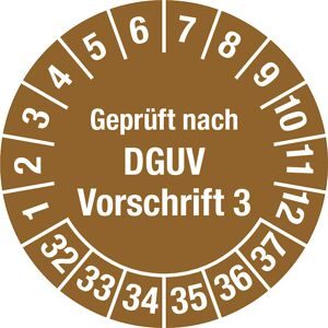 kaiserkraft Geprüft nach DGUV, Vorschrift 3, Dokumentenfolie, Ø 20 mm, 32 - 37, braun