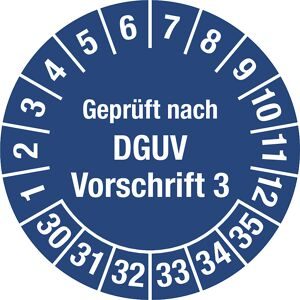 kaiserkraft Geprüft nach DGUV, Vorschrift 3, Dokumentenfolie, Ø 25 mm, VE 10 Stk, 30 - 35, blau