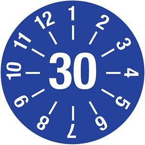 kaiserkraft Kabelprüfplakette, Jahresplakette, LxH 60 x 20 mm, 30, blau