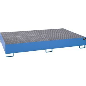 Stahl-Auffangwanne für Tankcontainer IBC / KTC, LxBxH 2690 x 1650 x 375 mm, Auffangvolumen 1000 l, lackiert, blau RAL 5012 eurokraft pro