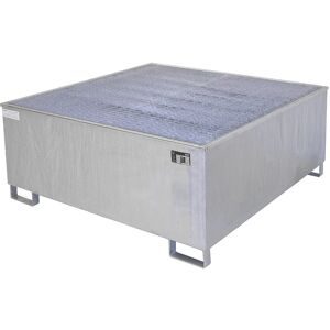Stahl-Auffangwanne mit PE-Einsatz, 1000 l, für 1 x IBC/KTC, LxBxH 1475 x 1475 x 630 mm, verzinkt eurokraft pro