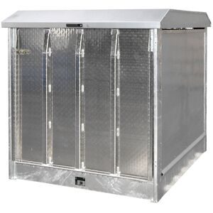 Gefahrstoffdepot, mit Alutür als Auffahrrampe, für 4 x 200-l-Fässer, verzinkt eurokraft pro