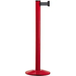 kaiserkraft Gurtpfosten aus Aluminium, Pfosten rot, Auszug 2300 mm, Gurtfarbe Silbergrau