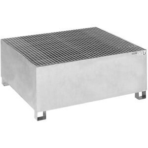 Stahl-Auffangwanne für Tankcontainer IBC/KTC, für 1 x 1000-l-Container / 4 x 200-l-Fass stehend, feuerverzinkt eurokraft basic