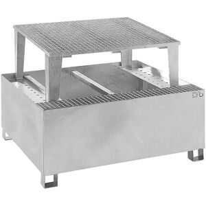 Stahl-Auffangwanne für Tankcontainer IBC/KTC, für 1 x 1000-l-Container, feuerverzinkt eurokraft basic