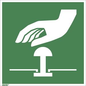 kaiserkraft Rettungszeichen, Not-Halt-Knopf, VE 10 Stk, Folie, 200 x 200 mm