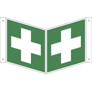 kaiserkraft Rettungszeichen, Erste Hilfe, VE 10 Stk, Aluminium, Nasenschild, 150 x 150 mm