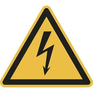 kaiserkraft Warnkennzeichen, Warnung vor gefährlicher elektrischer Spannung, VE 10 Stk, Kunststoff, Schenkellänge 200 mm