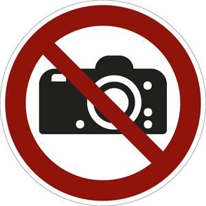 kaiserkraft Verbotszeichen, Fotografieren verboten, VE 10 Stk, Folie, Ø 100 mm