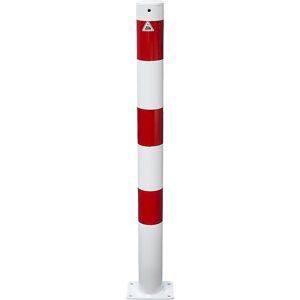 Absperrpfosten, Ø 76 mm, weiß / rot, zum Aufdübeln, ohne Öse Schake
