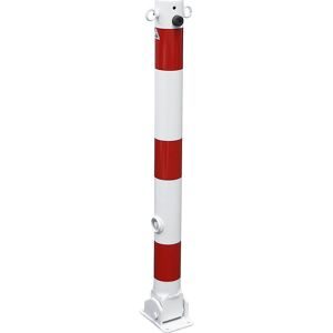 Absperrpfosten, Ø 76 mm, weiß / rot, klappbar, mit 2 Ösen Schake