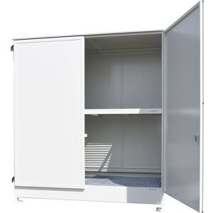 Gefahrstoff-Regalcontainer, Kapazität 4 x 1000-l-IBC/KTC, grauweiß eurokraft pro