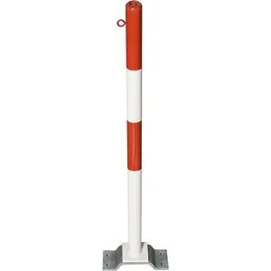 Sperrpfosten aus Stahl, zum Aufdübeln, Ø 60 mm, rot-weiß, 1 Kettenöse Moravia