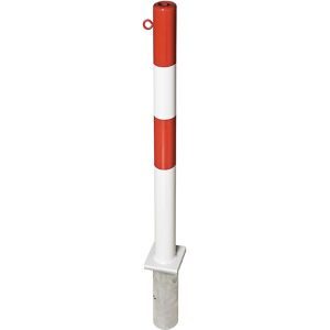 Sperrpfosten aus Stahl, zum Einbetonieren, Ø 76 mm, rot-weiß, 1 Kettenöse Moravia