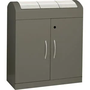 kaiserkraft Wertstoffsammler aspect plus, mit Edelstahl-Klappdeckeln, 3 x 45 l, HxBxT 975 x 860 x 320 mm