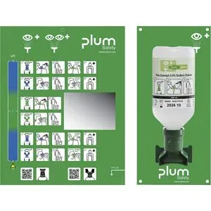 Augenspülstation, mit Spülflasche, 1 x 500 ml 0,9 % NaCl plum