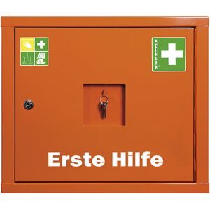 Verbandschrank nach DIN 13157, mit Inhalt, HxB 420 x 490 mm, signalorange, Tiefe 200 mm SÖHNGEN