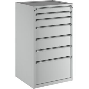 Schubladenschrank, BxT 760 x 675 mm, Schubladentraglast 100 kg, 7 Schubladen, Höhe 1280 mm, Front lichtgrau ANKE