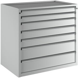 Schubladenschrank, BxT 1060 x 675 mm, Schubladentraglast 200 kg, 7 Schubladen, Höhe 980 mm, Front lichtgrau ANKE