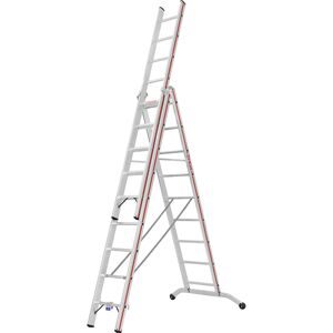 Alu-Mehrzweckleiter, Industrieausführung, 3 x 9 Sprossen, max. Arbeitshöhe 7,45 m HYMER