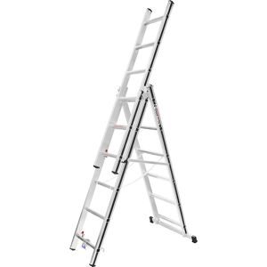 Alu-Mehrzweckleiter, Einsteigermodell, 3 x 6 Sprossen, max. Arbeitshöhe 4,60 m HYMER