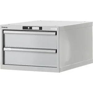 Werkbank-Baukastensystem, Unterbauschrank, Höhe 383 mm, 2 Schubladen, lichtgrau LISTA