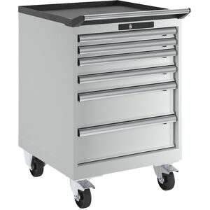 Schubladenschrank, fahrbar, BxT 564 x 572 mm, 6 Schubladen, lichtgrau LISTA