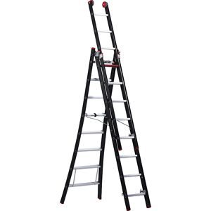 Mehrzweckleiter NEVADA, 3-teilig, schwarz, 3 x 8 Sprossen Altrex
