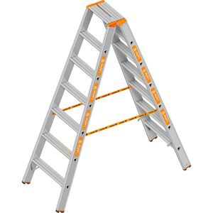 Stufen-Stehleiter, beidseitig begehbar, 2 x 7 Stufen Layher