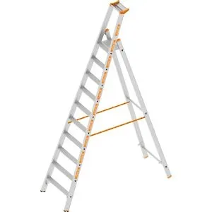 Stufen-Stehleiter, einseitig begehbar, 10 Stufen inkl. Plattform Layher