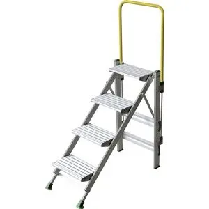 kaiserkraft Klapptreppe aus Leichtmetall, mit Sicherheitsbügel, 4 Stufen