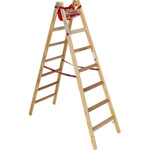 kaiserkraft Holz-Stehleiter mit Komfort-Breitsprossen, beidseitig begehbar, 2 x 7 Sprossen